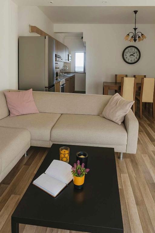 Living room of the Artemis Blue Escape apartment